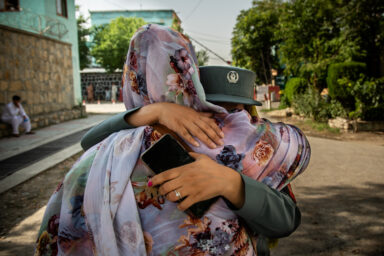 KHOST | KHOST | AFGHANISTAN | 6/22/20 | After a simple hug as a goodbye, Zala broke into tears and ran to her mothers to seek comfort in her arms. As her mother took a couple steps to board the taxi, Zala’s lonely reality finally seemed to hit her. After two weeks with Zala in Khost, it was time for her mother to return home to Kabul.
