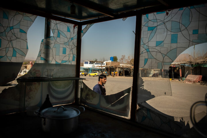 ARGHANDAB DISTRICT | KANDAHAR | AFGHANISTAN | 3/1/21 | An RPG grenade shot by the Taliban into the Arghandab district center has shattered the windows of multiple shops in the main square of the town, once a bustling place for tourists and residents of the districts.