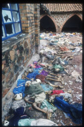 218317 105: Victims of the genocidal campaign planned by Hutu extremists, their bodies smashed by clubs and machetes, lay strewn across the Nyarubuye parish in June, 1994, in Rwanda. Following the assassination of President Juvenal Habyarimana in April, 1994, a genocide of unprecedented swiftness left 800,000 Tutsis and moderate Hutus dead in 100 days at the hands of organized bands of militia. (Photo by Scott Peterson/Liaison)