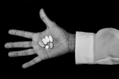 View of the hand of Mrs. Claudia Molina, 58 years old, with the combination of medicines she takes twice a day. Mrs. Molina is currently under heavy pressure as her treatment might need to be stopped due to the lack of some of the needed medicines to have the complete treating combination. Side effects as stronger virus resistance to drugs can be seen when patient doesn't take all the indicated medicines.